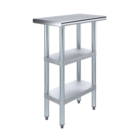 AMGOOD 14x24 Prep Table with Stainless Steel Top and 2 Shelves AMG WT-1424-2SH
